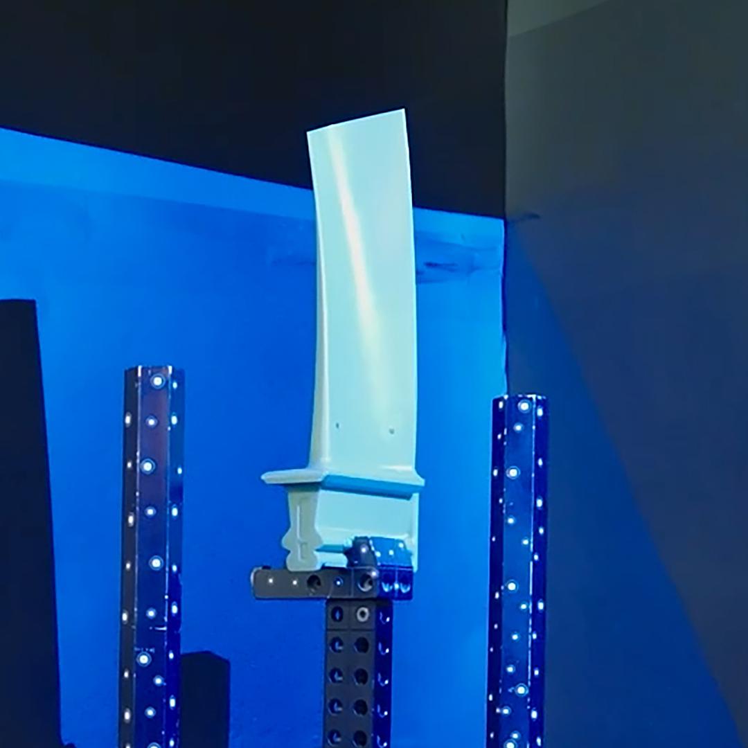 Detailed view of a wax model of a blade that is carefully checked for its external geometry.