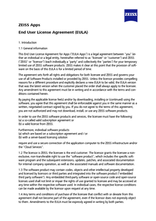 Preview image of End User License Agreement (EULA) ZEISS Apps