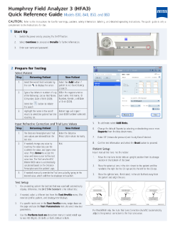 Preview image of Humphrey Field Analyzer 3 (HFA3) Quick Reference Guide