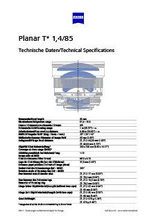 Preview image of ZEISS Planar T* 1.4/85