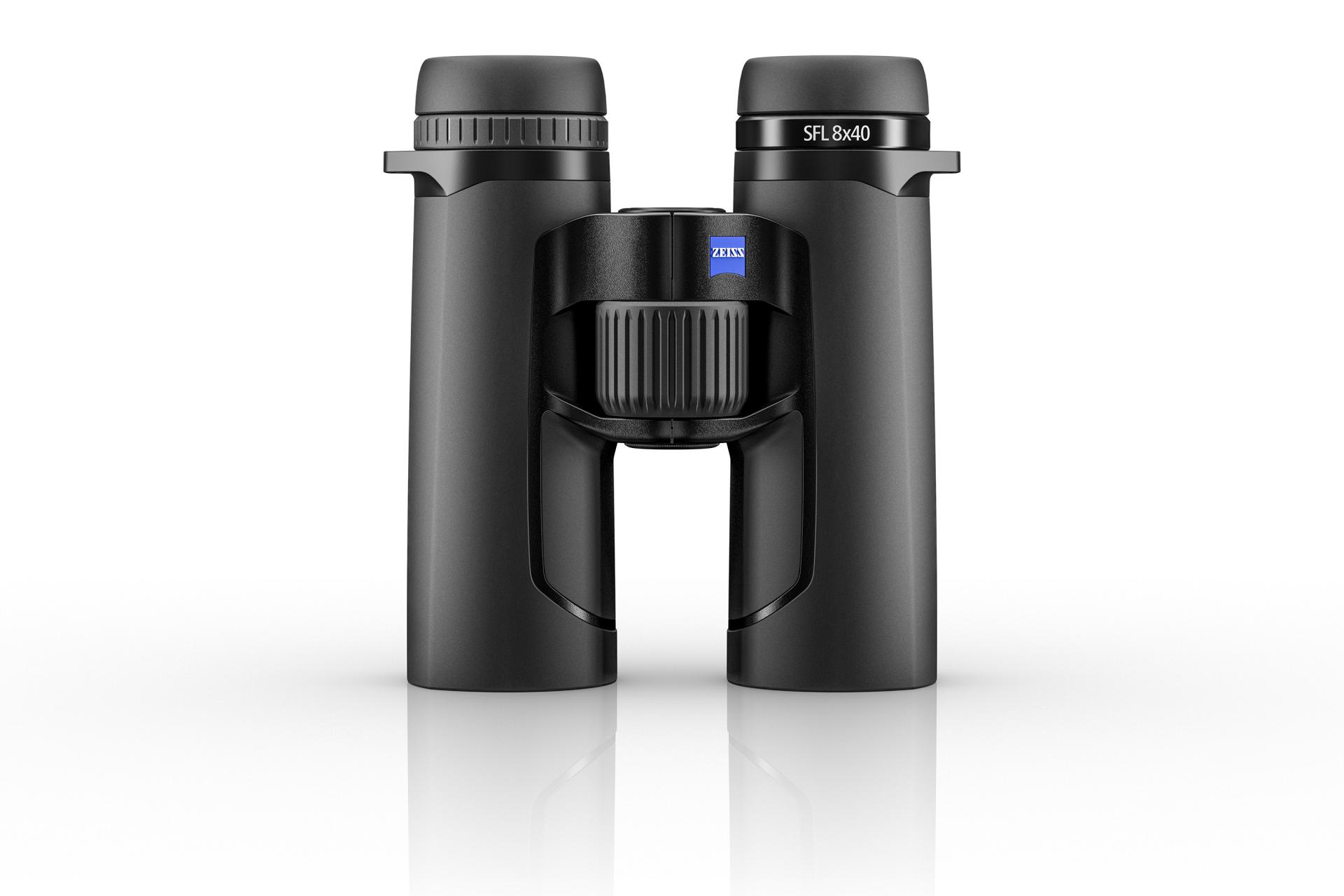 Black ZEISS binoculars with a sleek, modern design and a ZEISS logo on the side, shown against a white background.