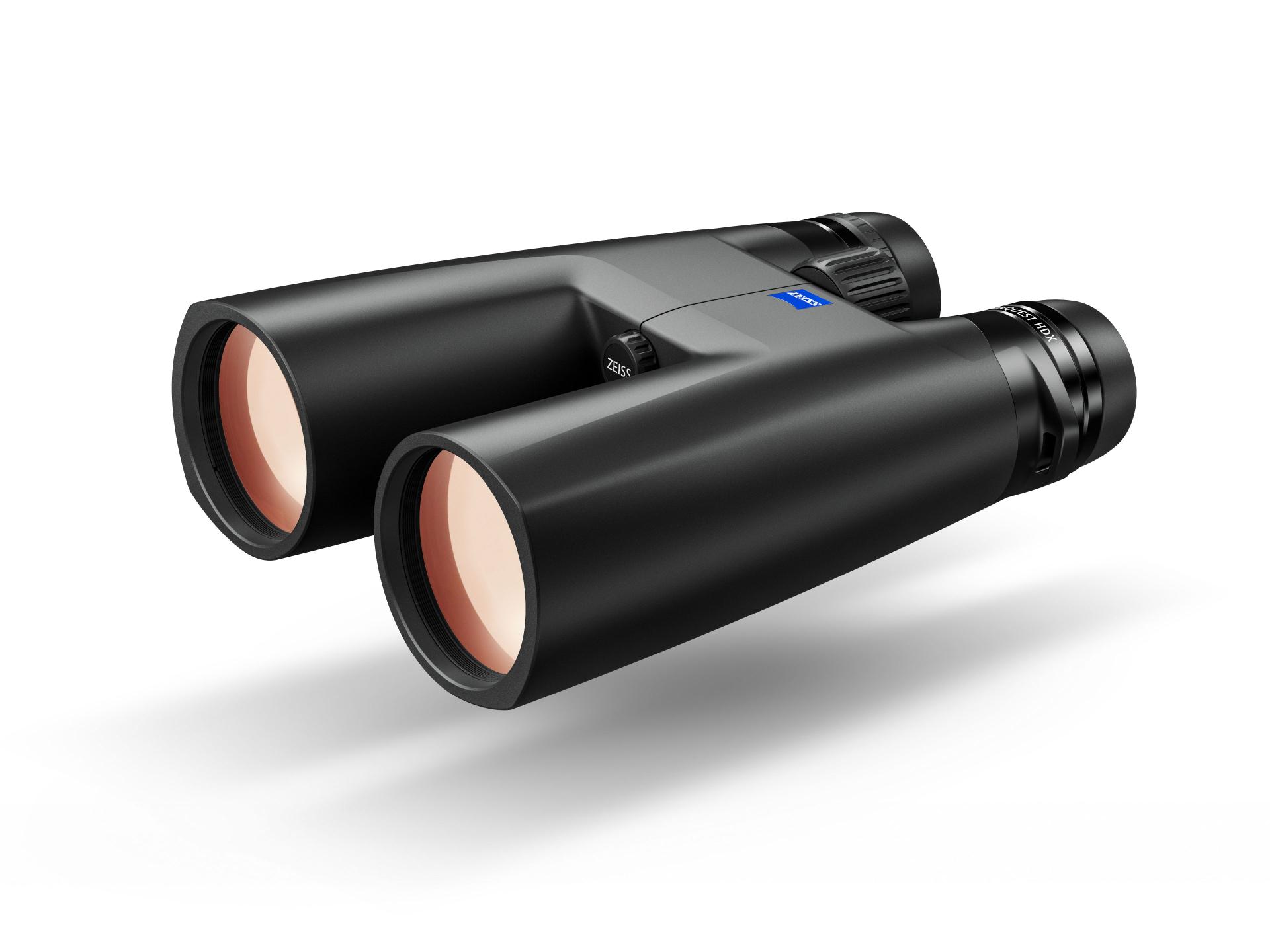 Black ZEISS binoculars with large objective lenses and a sleek, modern design.