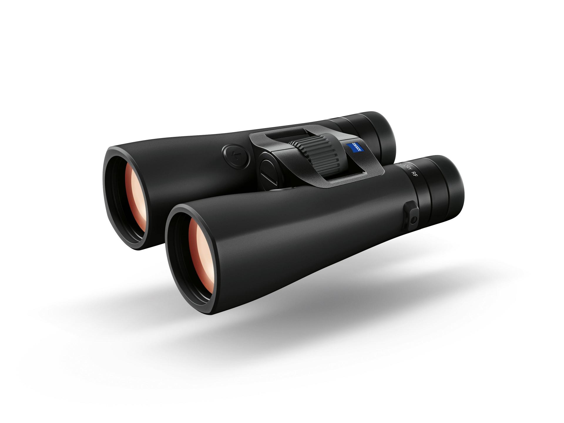 Black ZEISS binoculars with large objective lenses and a central focusing wheel, shown on a white background.