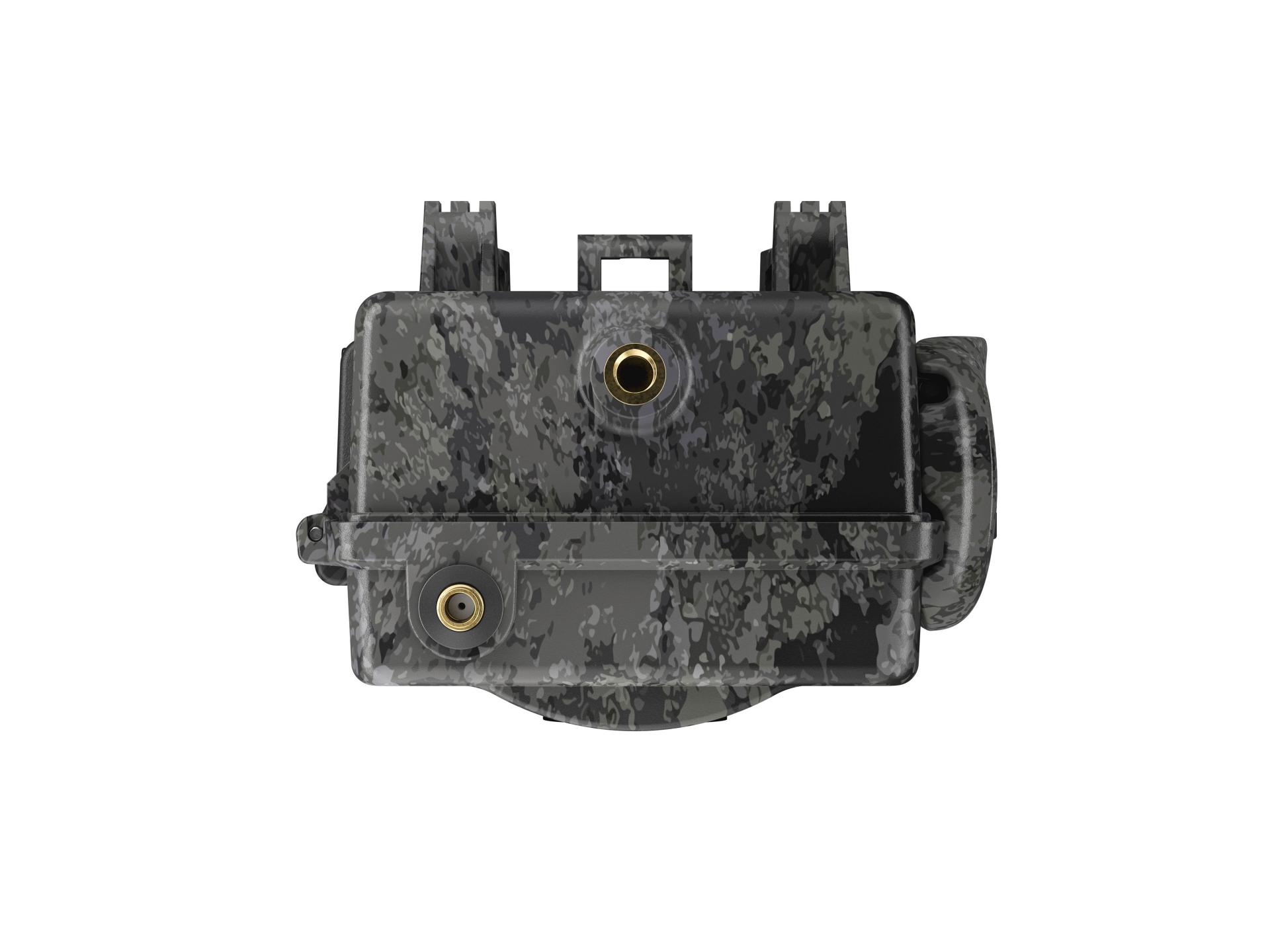 Camouflage-patterned ZEISS protective hard case with two visible circular ports and a carrying handle.