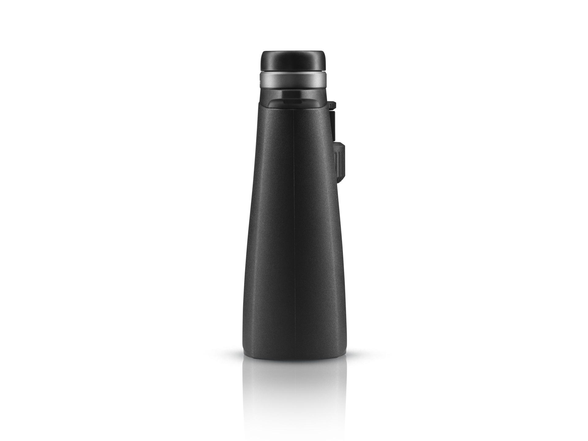 A single black ZEISS monocular viewed from the back, standing upright against a white background.