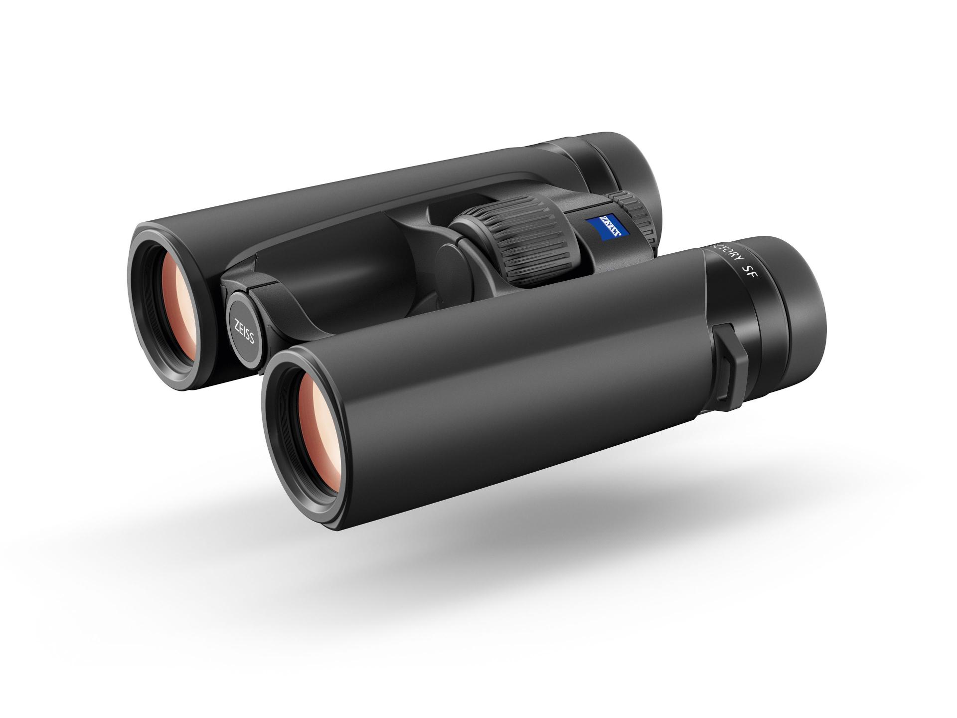 Black ZEISS binoculars with a sleek, modern design and visible ZEISS logo on the bridge and eyepiece.