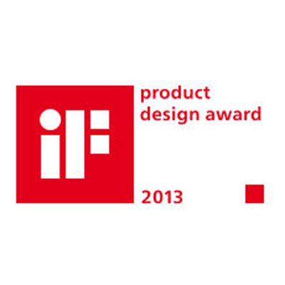 Red and white "iF product design award 2013" logo displayed in a square format.