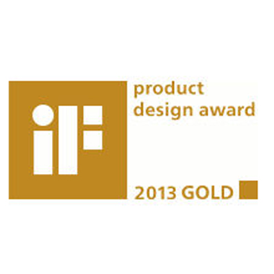 Gold 2013 iF Product Design Award logo with the text "product design award 2013 GOLD" on a white background.