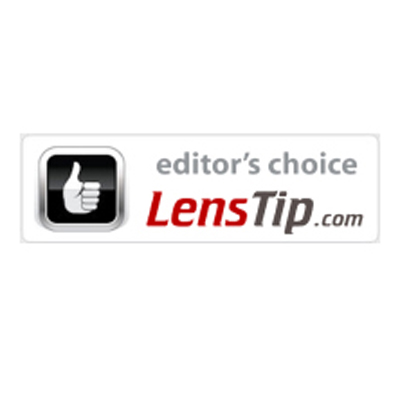 Editor's Choice badge from LensTip.com featuring a thumbs-up icon on a black square background.