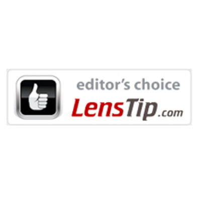 Editor's Choice badge from LensTip.com featuring a thumbs-up icon and text.