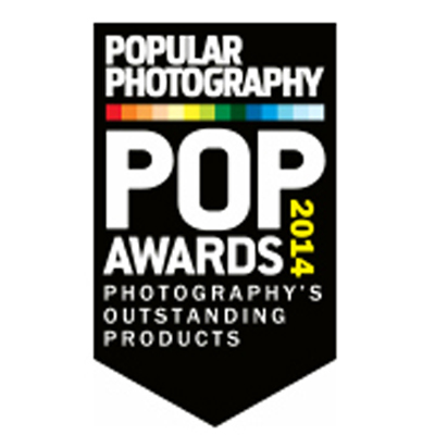 Award badge reading "POP Awards 2014 – Photography’s Outstanding Products" from Popular Photography magazine.