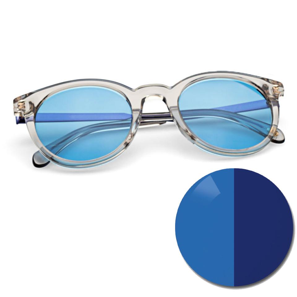 Clear Hipster Keyhole Bridge Plastic Mirrored Sunglasses with Blue Sunwear  Lenses - LaRode