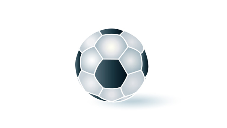 3D illustration of a black and white football.